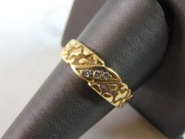 Mens Vintage Estate 14K Yellow Gold Diamond Ring