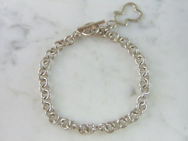 Womens Vintage Sterling Silver Bear Charm Bracelet