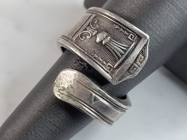Womens Vintage Estate Sterling Silver Flatware Ring
