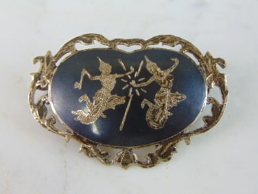 Womens Vintage Estate Sterling Silver Siam Brooch