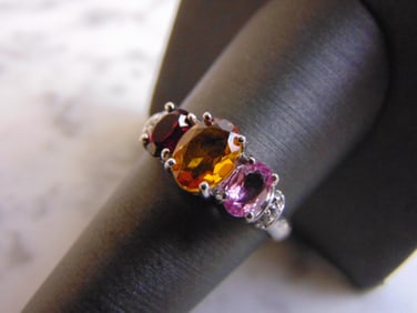 Womens Vintage Estate 14K Gold Multi Stone Diamond Ring