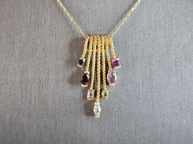 Womens Estate Sterling Silver Gold Tone Modernist Pendant Necklace