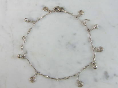 Womens Vintage Estate Sterling Silver Charm Bracelet: FOR SALE IS A LOVELY VINTAGE ESTATE .925 STERLING SILVER CHARM BRACELET. BRACELET MEASURES 10 1/4" LONG BY 1/2" WIDE AND WEIGHS 6.1g. THIS WOULD MAKE A LOVELY GIFT FOR THAT SOMEONE SPECIAL. ANY QUESTI
