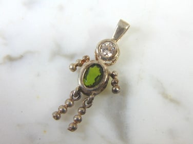 Womens Vintage Estate Sterling Silver Kid Pendant