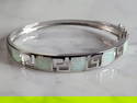Womens Sterling Silver Modernist Opal Bangle Bracelet