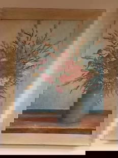 ANTIQUE GODFREY BIEHL LISTED ARTIST FLORAL OIL PAINTING: FOR SALE IS THIS LOVELY ANTIQUE STILL LIFE OIL PAINTING DONE BY LISTED ARTIST GODFREY F. BIEHL. PAINTING MEASURES 36" BY 28 1/2 " WITH THE FRAME. THE VIEWABLE MEASUREMENT IS 31 1/2" BY 23 1/2".