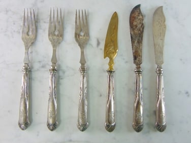 Antique Aesthetic Coin Silver Forks & Knives