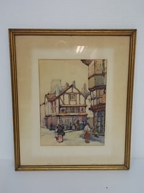 ANTIQUE F.D ALLISON LISTED ARTIST WATERCOLOR PAINTING