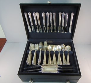 Heirloom Sterling Silver Damask Rose Flatware Set 179Pc