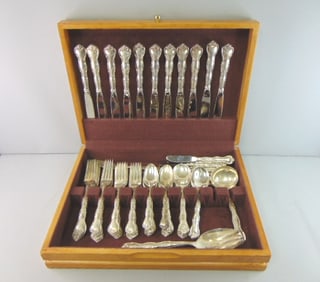 Gorham Sterling Silver Rondo Monogram Flatware 80pcs