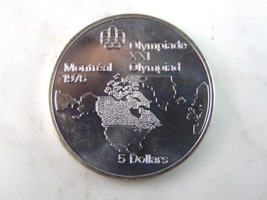 1973 $5 Canadian '76 Montreal Summer Olympics Silver Coin