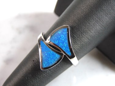 Womens Sterling Silver Modernist Opal Ring
