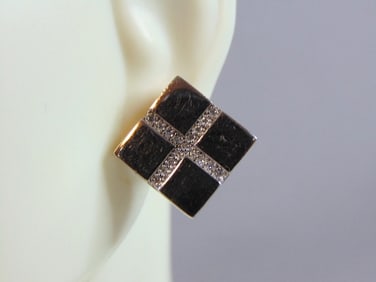 Womens Vintage Estate Sterling Silver CZ Earrings