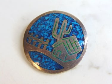 Womens Vintage Sterling Silver Southwestern Brooch