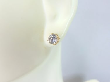Pr 14K Yellow Gold .5ct CZ Stud Earrings