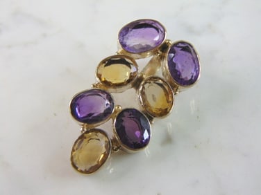 Womens Vintage Sterling Silver Multi Stone Pendant