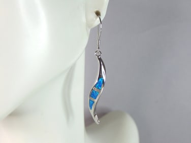 Womens Estate Sterling Silver Modernist Opal Earrings & Pendant Set
