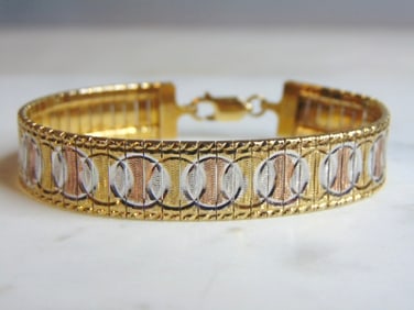 Womens Vintage Sterling Silver Gold Tone Bracelet