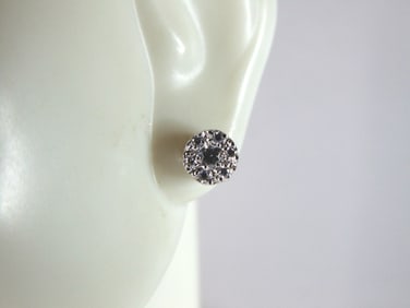 Womens Vintage Estate Sterling Silver CZ Stud Earrings