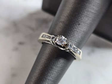 Womens Vintage Estate 14K White Gold Diamond Ring Set