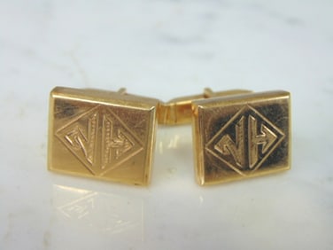 Mens Vintage Estate 14k Yellow Gold Cufflinks