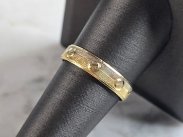 Mens Vintage Estate 18K White & Yellow Gold Wedding Band Ring