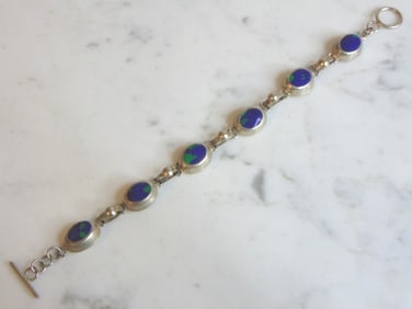 Womens Vintage Sterling Silver Azurmalachite Bracelet