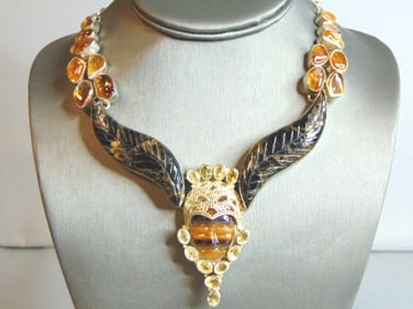 Womens Vintage Sterling Silver Multi Stone Necklace