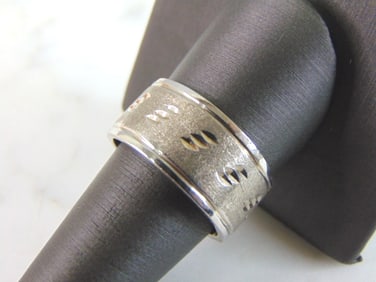 Mens Vintage Estate 14K White Gold Wedding Band Ring