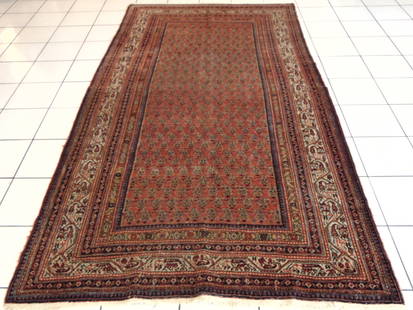 Vintage Estate Antique Handmade Middle Eastern Seraband Rug: A BEAUTIFUL VINTAGE ESTATE HANDMADE MIDDLE EASTERN SERABAND RUG THAT MEASURES 5' 3" BY 9' 5". RUG IS MADE FROM 100% WOOL. SHIPPING AND HANDLING IS $80 WITHIN THE CONTINENTAL U.S., ALL OUR STATES