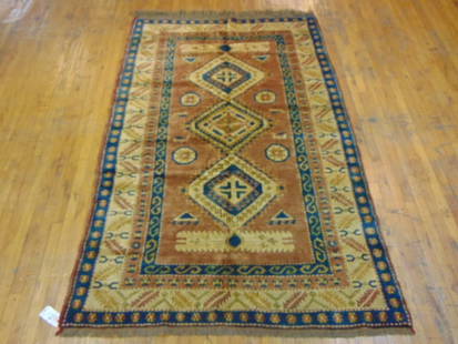 Vintage Estate Semi-Antique Handmade Yalameh Rug: A BEAUTIFUL SEMI ANTIQUE HAND MADE YALAMEH RUG THAT MEASURES 8' BY 5'. RUG IS MADE FROM 100% WOOL. CONDITION IS GOOD.NO EXTRA PICTURES WILL BE TAKEN AS ITS TOO HARD TO GET TO THE RUGS SORRY, WOULD