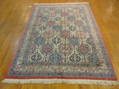 Vintage Estate Semi-Antique Handmade Tabriz Rug: A BEAUTIFUL SEMI ANTIQUE HAND MADE HAND KNOTTED TABRIZ RUG THAT MEASURES 8'9" BY 6'. RUG IS MADE FROM 100% WOOL.RUG HAS SOME STAINS AS SEEN IN PICTURES. SHIPPING AND HANDLING IS $65 WITHIN THE