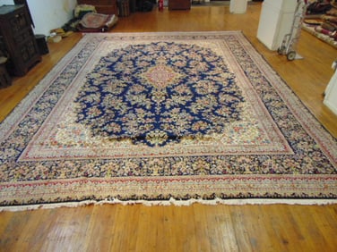 Vintage Estate Semi-Antique Handmade Esphahan Rug