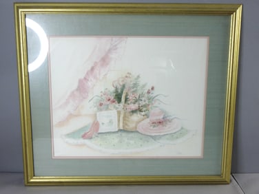 Vintage Limited Edition Artist Signed Mary Bertrand Floral Litho 'In Autumn'