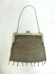 ANTIQUE ART DECO  GERMAN SILVER MESH PURSE
