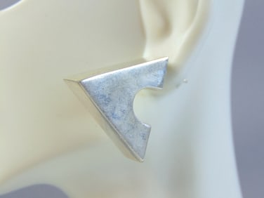 Womens Vintage Sterling Silver Modernist Earrings