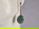 Womens Vintage Estate Sterling Silver Natural Emerald Earrings