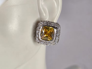 Womens Estate Sterling Silver Golden Beryl Earrings