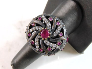Womens Vintage Estate Sterling Silver CZ Ring