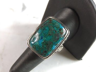 Womens Vintage Estate Sterling Silver Jasper Ring
