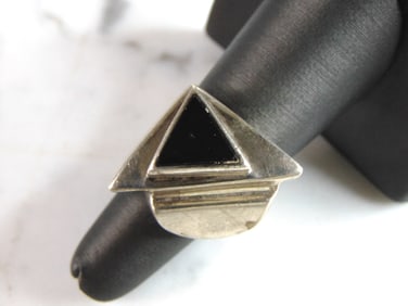 Womens Vintage Estate Sterling Silver Modernist Ring