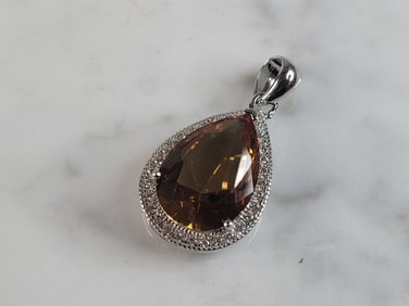 Womens Estate Sterling Silver Citrine Pendant