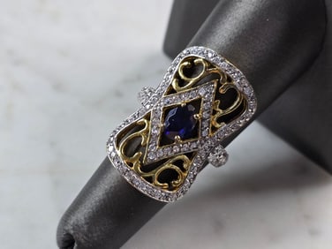 Womens Estate Sterling Silver Gold Tone Ring