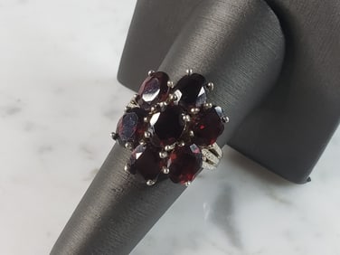 Womens Vintage Estate Sterling Silver Modernist Floral Ring