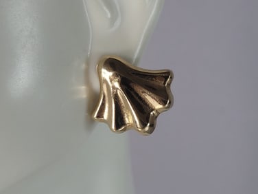 Pr Womens 14K Yellow Gold Modernist Stud Earrings
