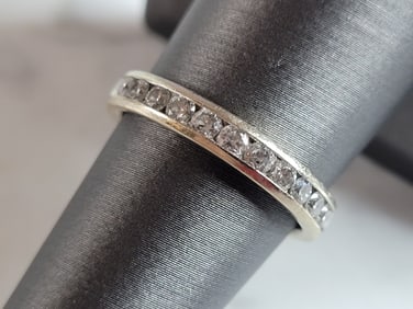Womens Vintage Estate 14K White Gold Diamond Ring