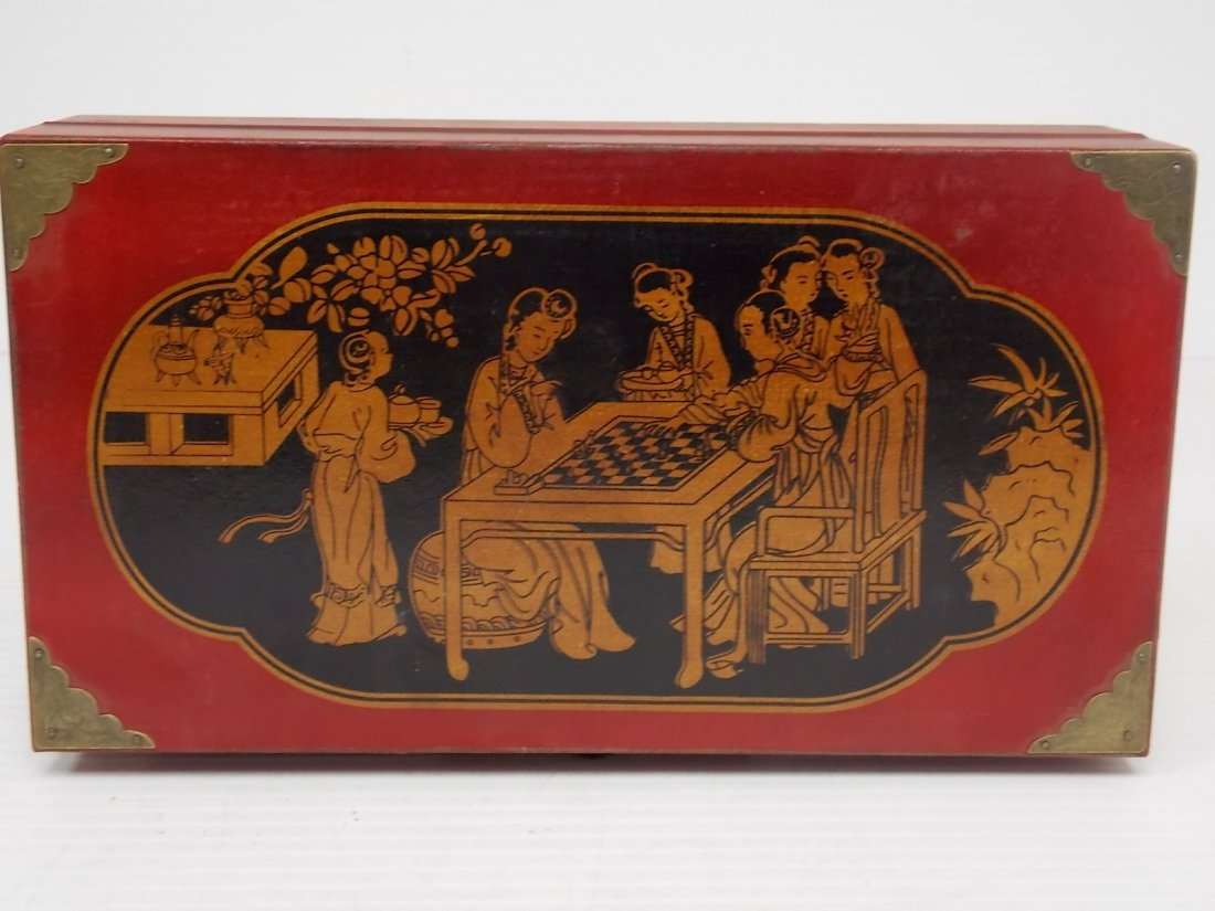 CHINESE ASIAN CARVED CHESS SET: A CHINESE ASIAN CHESS SET. SET MEASURES 12 3/4" BY 7" BY 3 3/4". PIECES ARE MADE WITH A FAUX IVORY. FREE SHIPPING WITHIN THE CONTINENTAL US. ALL OTHER STATES AND COUNTRIES PLEASE CONTACT FOR SHIPPING