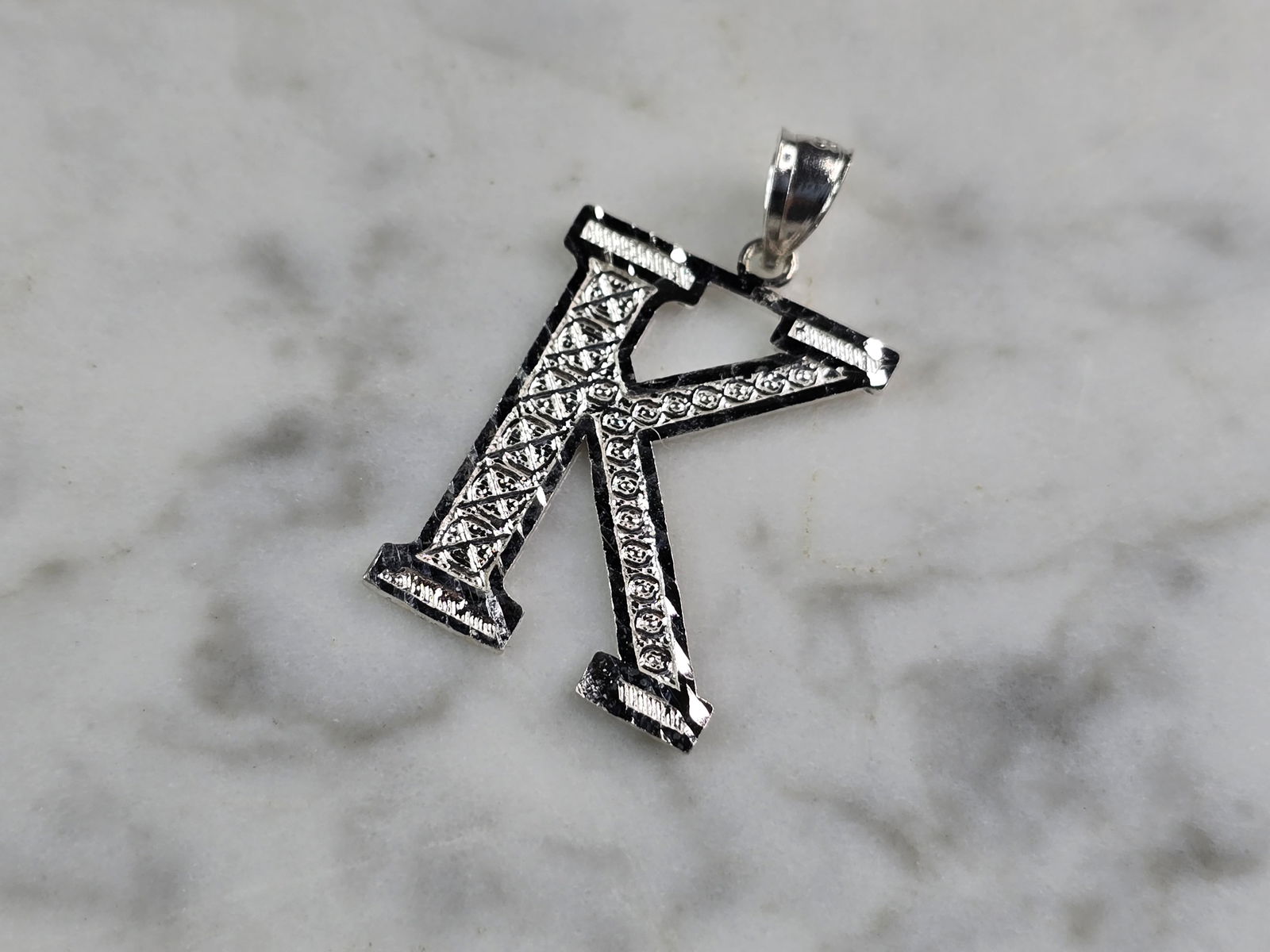 Womens Sterling Silver Initial Letter " K " Pendant (1 of 3)