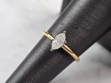 Womens Vintage Estate 14K Gold Marquise Diamond Engagement Ring