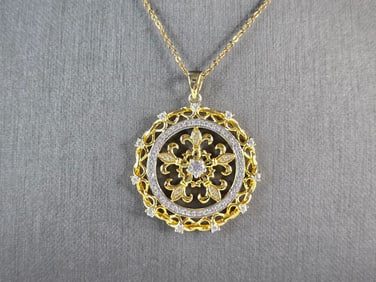 Womens Sterling Silver Gold Tone Fleur De Lis Pendant Necklace